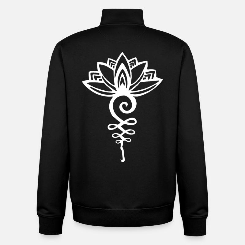 Lotus blanc éternel - Sweat zippé unisexe en coton bio Stanley/Stella - noir