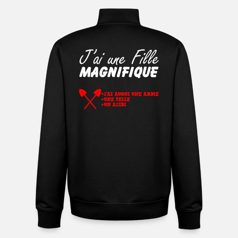 J'ai une fille magnifique - Sweat zippé unisexe en coton bio Stanley/Stella - noir