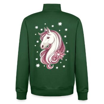 Cheval avec des étoiles - Sweat zippé unisexe en coton bio Stanley/Stella - vert bouteille - Dos - AI Model Male 185 dark (185cm)