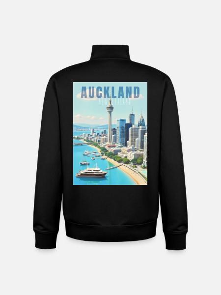 Auckland Skyline - Unisex Organic Zip Sweatshirt by Stanley/Stella - black