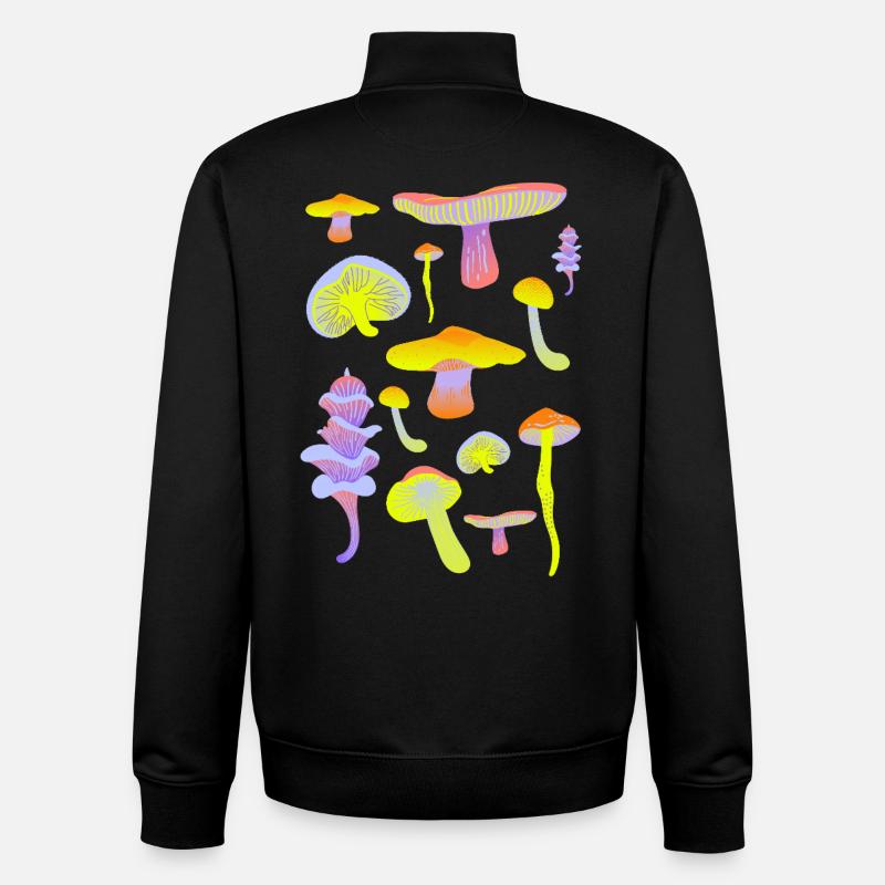 Palette néon de champignons tropicaux - Sweat zippé unisexe en coton bio Stanley/Stella - noir