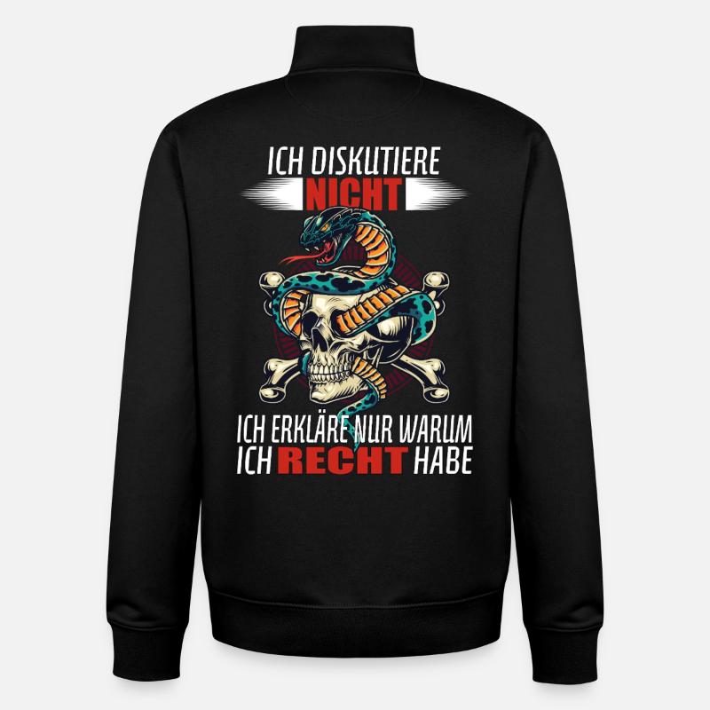 Je ne discute pas - j’explique juste... - Sweat zippé unisexe en coton bio Stanley/Stella - noir