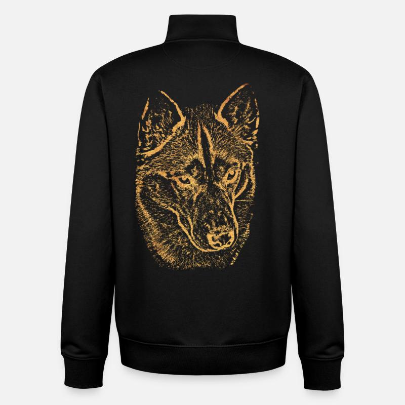 Goldener Wolfkopf Husky Silhouette - Unisex Organic Zip Sweatshirt von Stanley/Stella - Schwarz