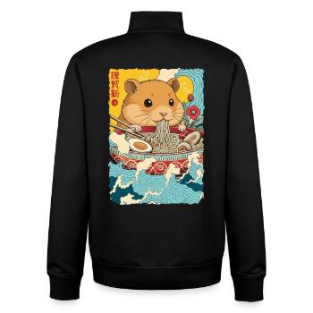 Hamster Ramen Noodles Japanese Art Anime - Unisex Organic Zip Sweatshirt by Stanley/Stella - black - Back - AI Model Male 185 light (185cm)