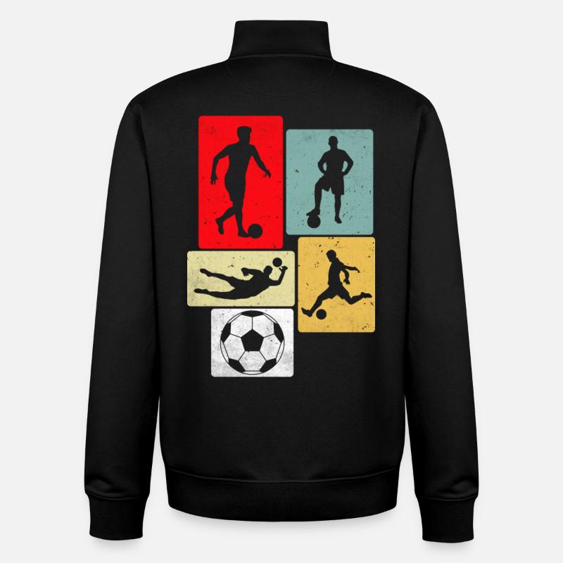 Fußball Retro - Unisex Organic Zip Sweatshirt von Stanley/Stella - Schwarz