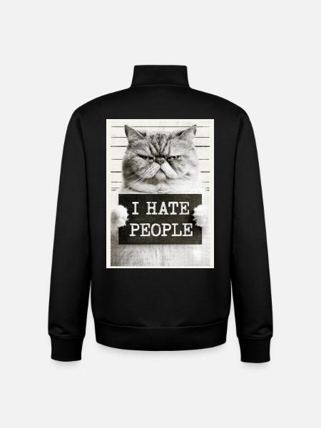 GrimmigerKater I HATE PEOPLE - Unisex Organic Zip Sweatshirt by Stanley/Stella - black