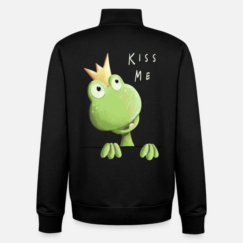 Embrasse-moi grenouille - Prince grenouille - Comic - Sweat zippé unisexe en coton bio Stanley/Stella - noir