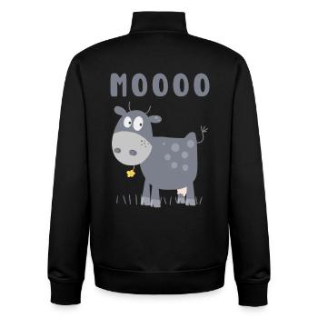 Caricature de vache Mooo - Sweat zippé unisexe en coton bio Stanley/Stella - noir - Dos - AI Model Male 185 light (185cm)