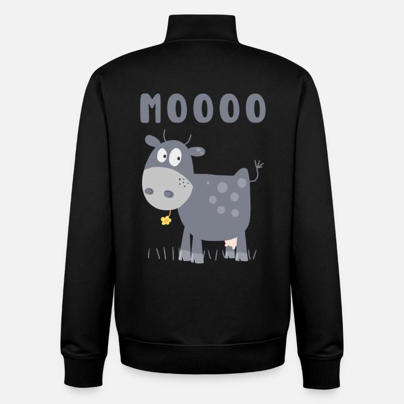 Caricature de vache Mooo - Sweat zippé unisexe en coton bio Stanley/Stella - noir