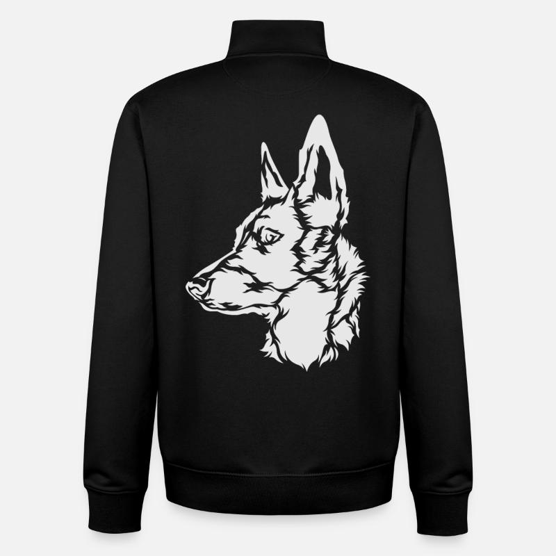Malinois , Berger Belge Holland Herder - Sweat zippé unisexe en coton bio Stanley/Stella - noir