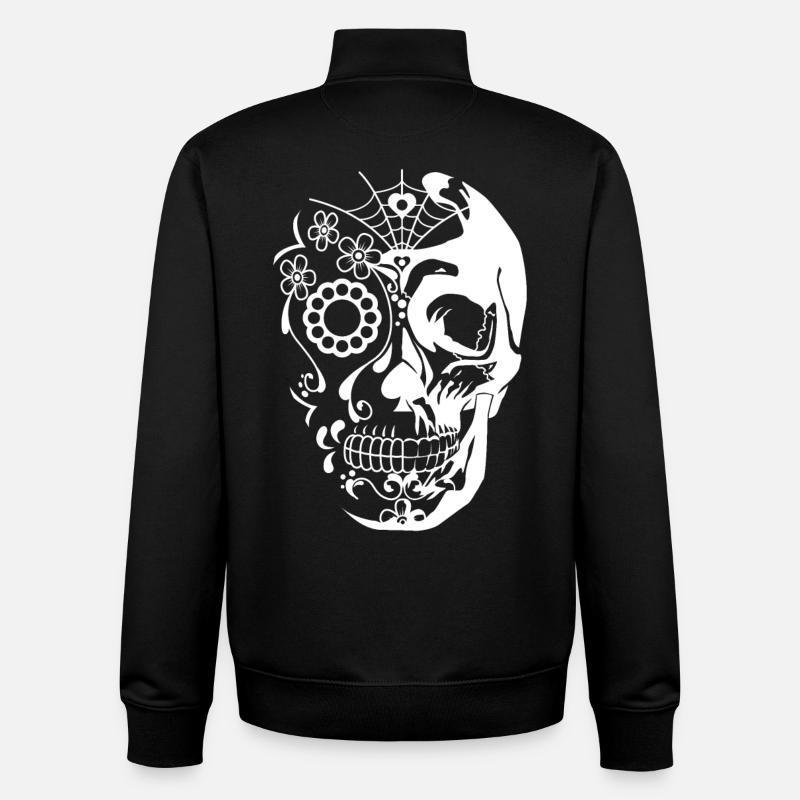 Totenkopf Weiß - Unisex Organic Zip Sweatshirt von Stanley/Stella - Schwarz