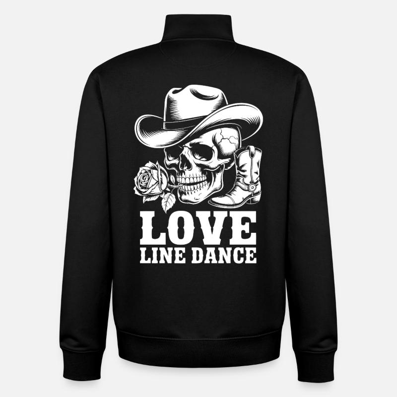 Danse en ligne Cowboy Squelette - Sweat zippé unisexe en coton bio Stanley/Stella - noir