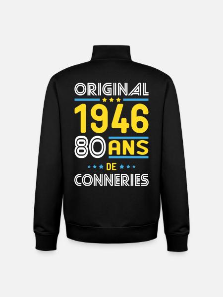 Original – 1946 – 80 Jahre - Unisex Organic Zip Sweatshirt von Stanley/Stella - Schwarz