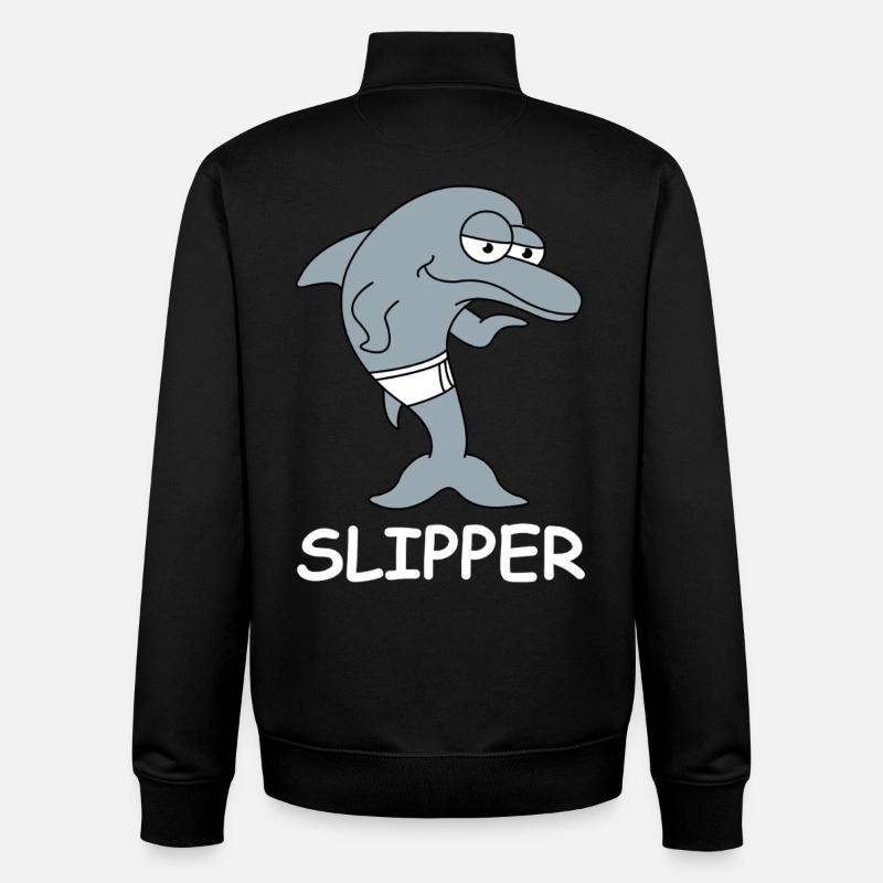 Dauphin Pantoufle en maillot de bain - Sweat zippé unisexe en coton bio Stanley/Stella - noir
