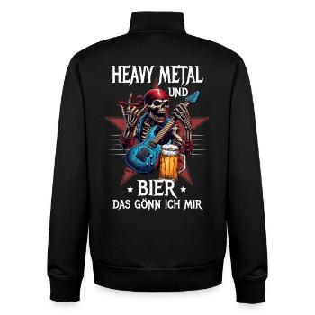 Je me fais un plaisir de heavy metal et de bière - Sweat zippé unisexe en coton bio Stanley/Stella - noir - Dos - AI Model Male 185 light (185cm)