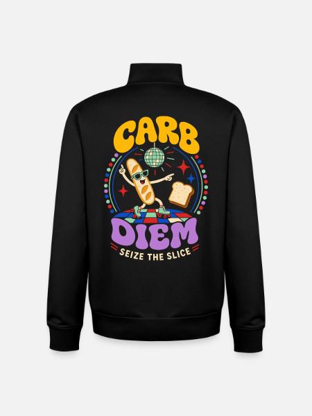 Carb Diem – Use the Bread Slice - Unisex Organic Zip Sweatshirt by Stanley/Stella - black