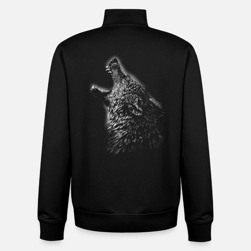 wolf - Unisex Organic Zip Sweatshirt by Stanley/Stella - black