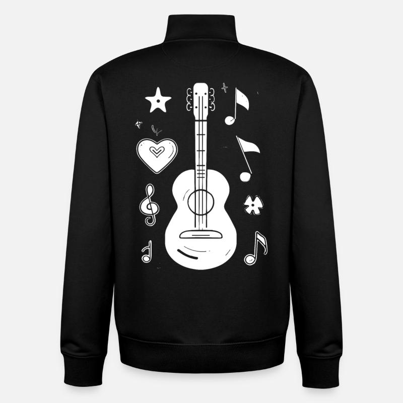 Ukulele Drawing - Unisex Organic Zip Sweatshirt by Stanley/Stella - black