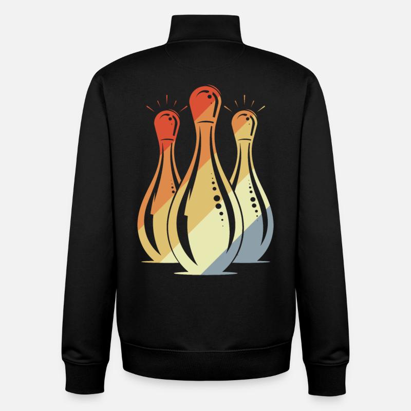 Bowling Graphic Look rétro - Sweat zippé unisexe en coton bio Stanley/Stella - noir