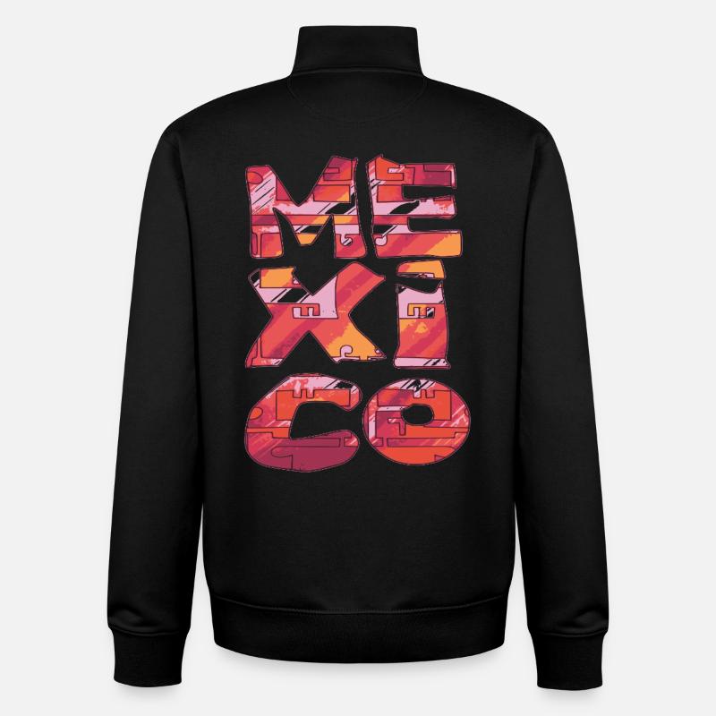 Mexico Brick Pattern Letters - Unisex Organic Zip Sweatshirt by Stanley/Stella - black