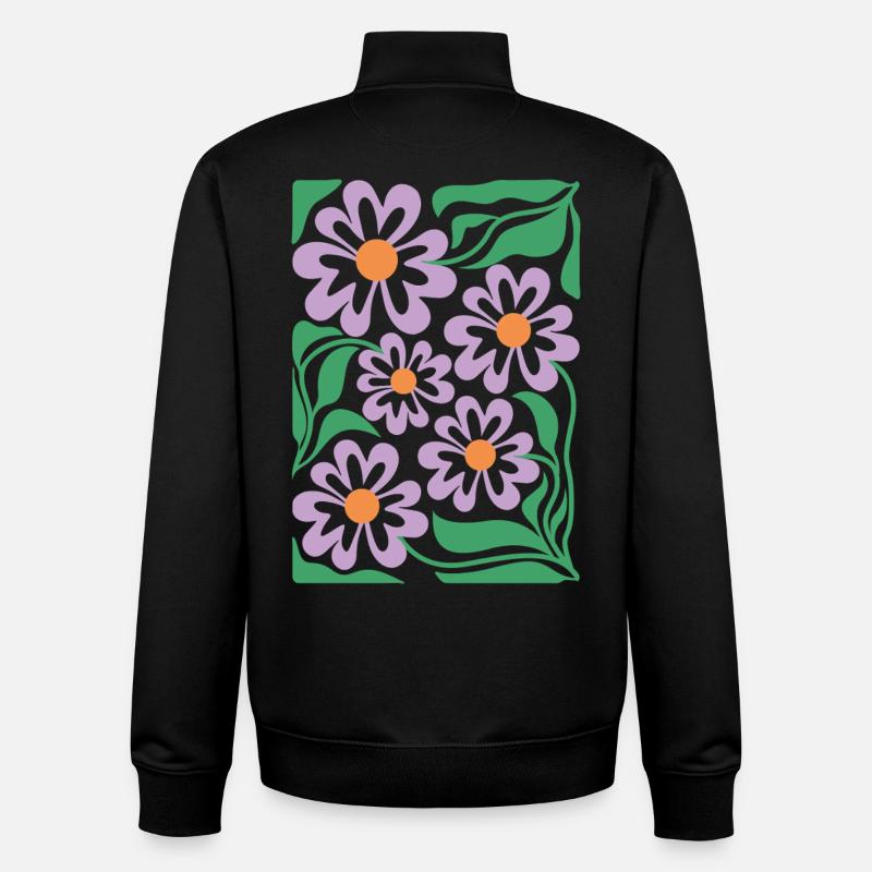 Lila Blumen Muster Boho Flora  - Unisex Organic Zip Sweatshirt von Stanley/Stella - Schwarz