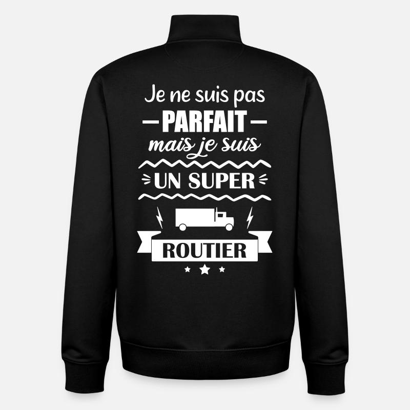 Super Chauffeur Routier Camion - Sweat zippé unisexe en coton bio Stanley/Stella - noir