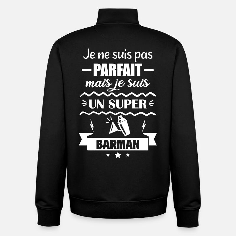 Not perfect but great bartender - Unisex Organic Zip Sweatshirt by Stanley/Stella - black