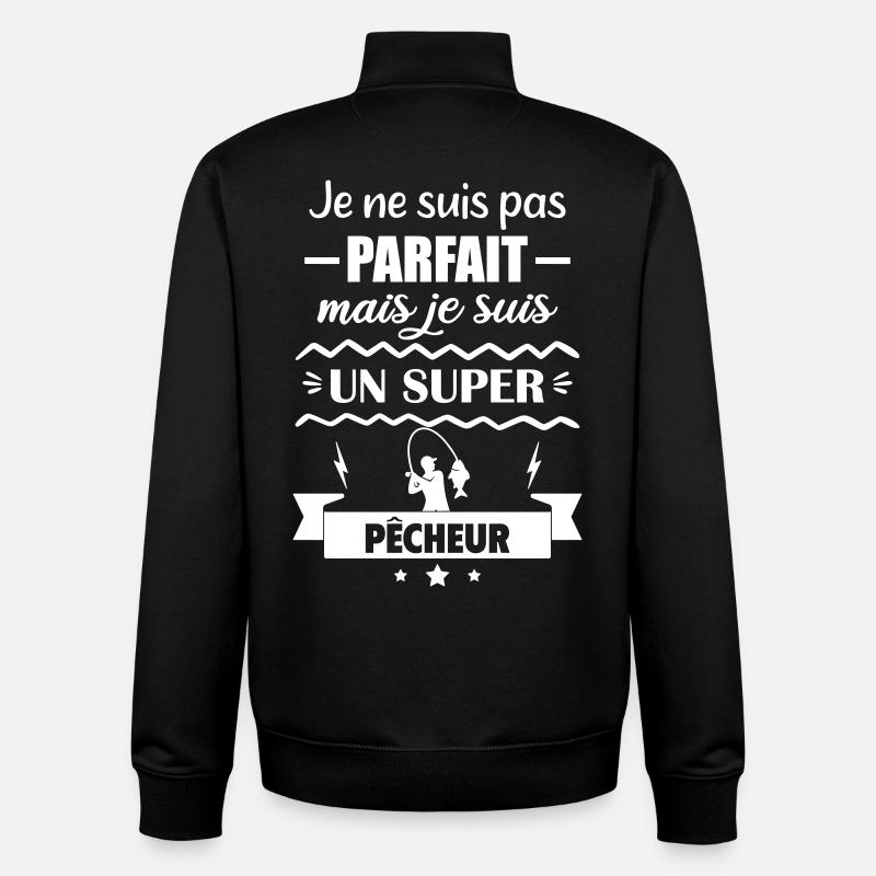 Pas parfait mais super pêcheur Pêche - Sweat zippé unisexe en coton bio Stanley/Stella - noir