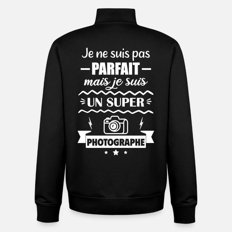 Pas parfait mais super photographe - Sweat zippé unisexe en coton bio Stanley/Stella - noir