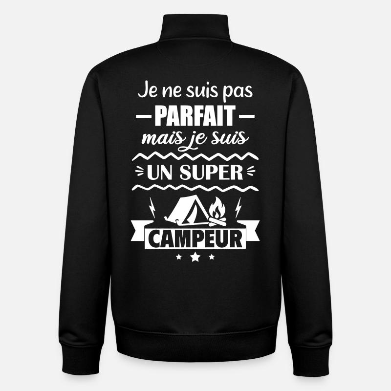 Pas parfait mais super campeur - Sweat zippé unisexe en coton bio Stanley/Stella - noir