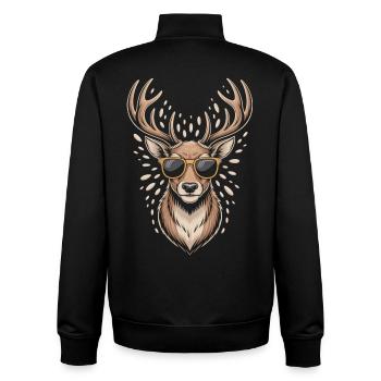 Deer with antlers and sunglasses - Unisex Organic Zip Sweatshirt by Stanley/Stella - black - Back - AI Model Male 185 light (185cm)