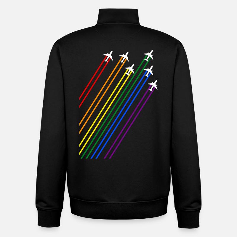 Avions à traînées arc-en-ciel - Sweat zippé unisexe en coton bio Stanley/Stella - noir