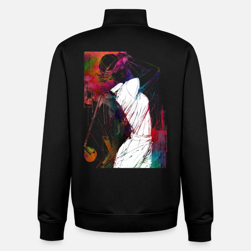 Joueur de golf #golf - Sweat zippé unisexe en coton bio Stanley/Stella - noir