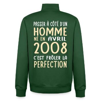 18 Year Anniversary - Born in April 2008 - Unisex Organic Zip Sweatshirt by Stanley/Stella - bottle green - Back - AI Model Male 185 dark (185cm)