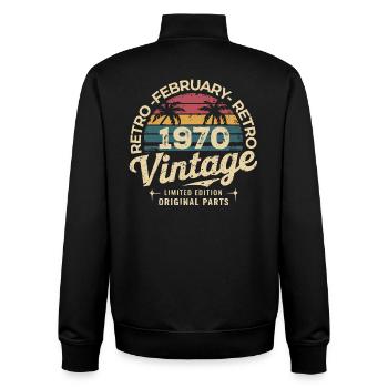 February 1970 | Awesome since February 1970 - Unisex Organic Zip Sweatshirt by Stanley/Stella - black - Back - AI Model Male 185 light (185cm)