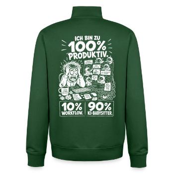 KI Babysitter Produktiv Chaos - Unisex Organic Zip Sweatshirt von Stanley/Stella - Flaschengrün - Hinten - AI Model Male 185 dark (185cm)