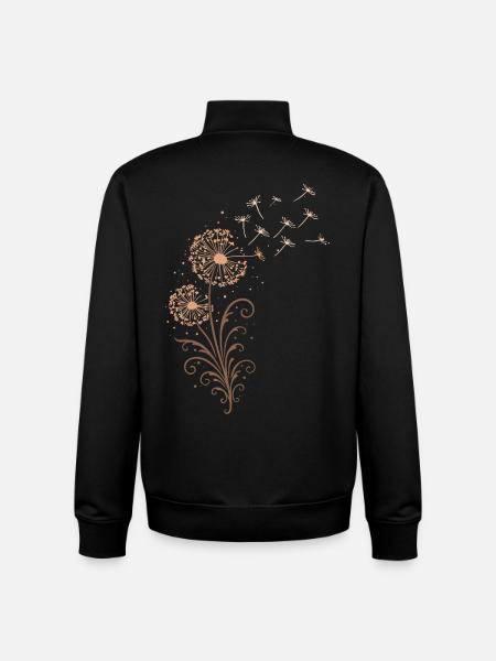 Dandelion – Floral Nature Motif Dandelion - Unisex Organic Zip Sweatshirt by Stanley/Stella - black