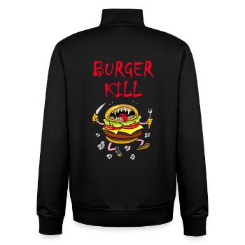 Carnivorous hamburger - Unisex Organic Zip Sweatshirt by Stanley/Stella - black - Back - AI Model Male 185 light (185cm)