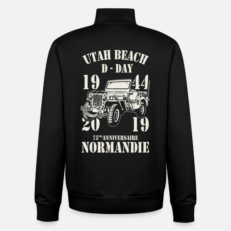 Utah Beach D-Day 1944 - 2019 - Sweat zippé unisexe en coton bio Stanley/Stella - noir