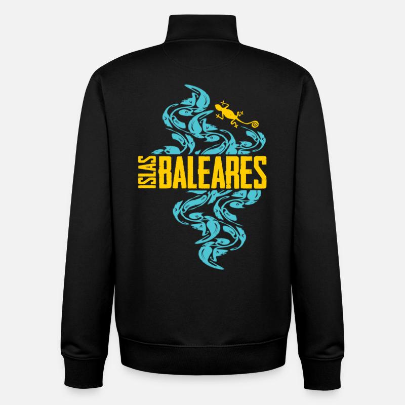 Balearic Islands Waves Pattern - Unisex Organic Zip Sweatshirt by Stanley/Stella - black