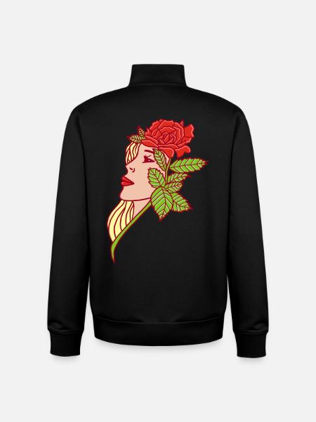 The Lady and the Rose - Unisex Organic Zip Sweatshirt by Stanley/Stella - black