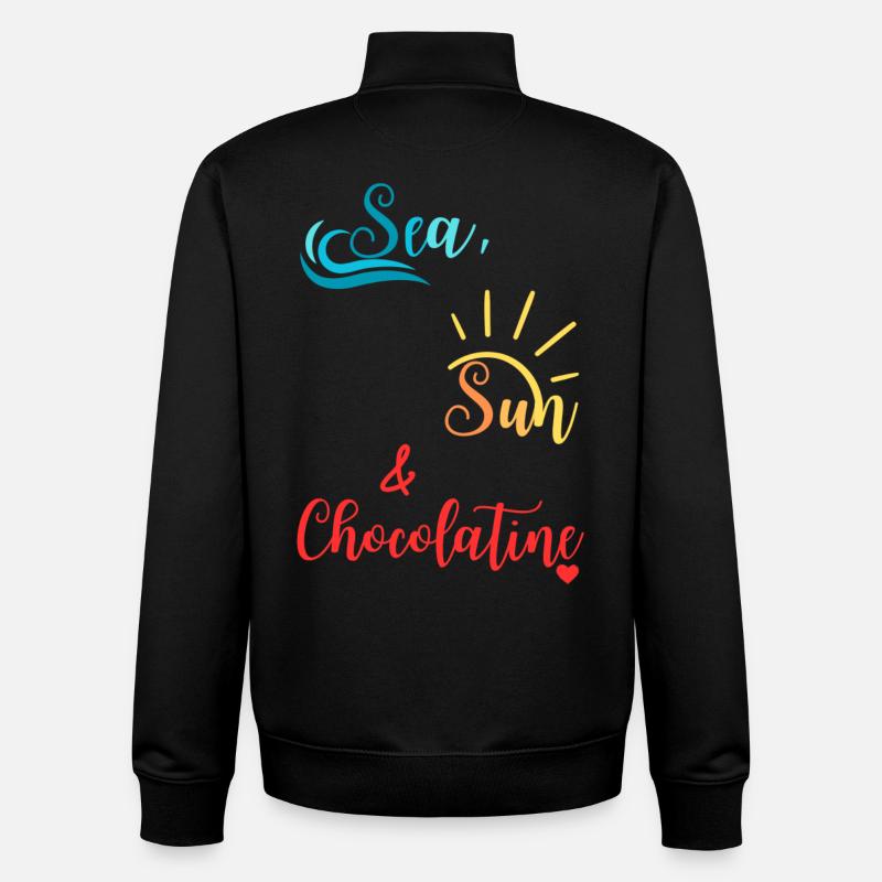 Sea, sun & Chocolatine - Sud-ouest - Pays-basque - Sweat zippé unisexe en coton bio Stanley/Stella - noir