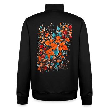 Herbst Blumen mit Nüsse - Unisex Organic Zip Sweatshirt von Stanley/Stella - Schwarz - Hinten - AI Model Male 185 light (185cm)