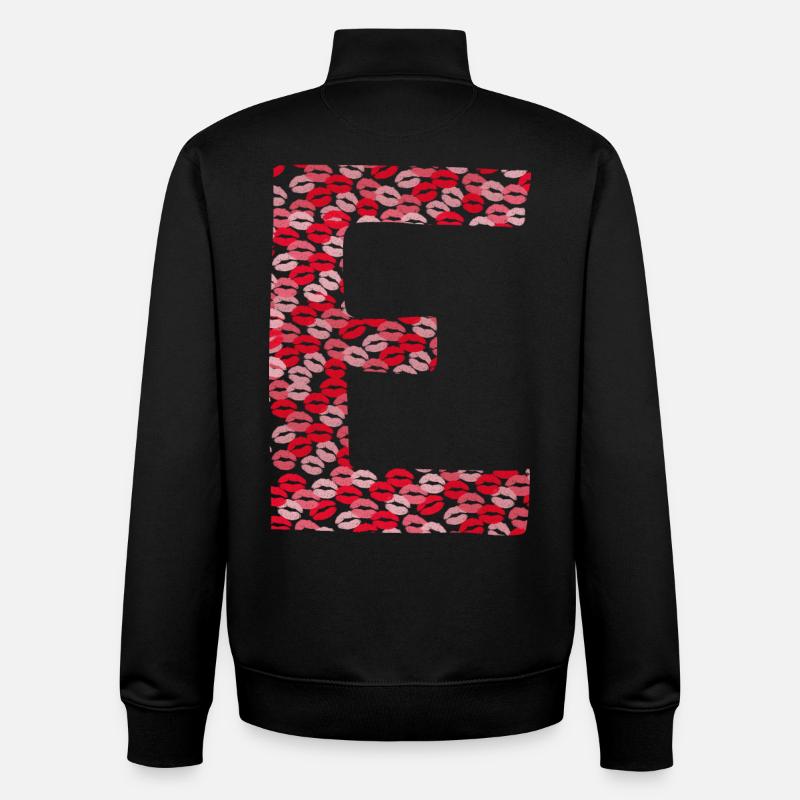 Lettre E - tshirt bisous - Sweat zippé unisexe en coton bio Stanley/Stella - noir