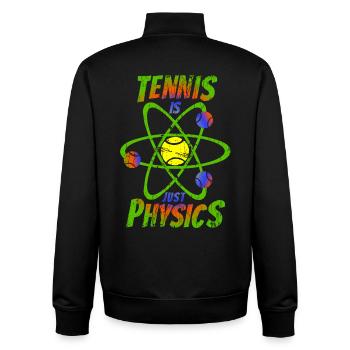 Le tennis n’est que physique Dos couleurs de l’arc-en-ciel - Sweat zippé unisexe en coton bio Stanley/Stella - noir - Dos - AI Model Male 185 light (185cm)