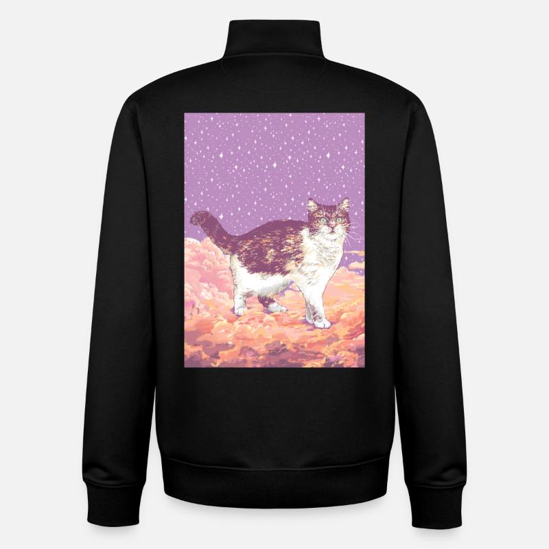 CHAT NUAGE - Sweat zippé unisexe en coton bio Stanley/Stella - noir