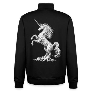 Gruseliger Einhornbaum Dark Fantasy Kunst Natur Liebhaber - Unisex Organic Zip Sweatshirt von Stanley/Stella - Schwarz - Hinten - AI Model Male 185 light (185cm)