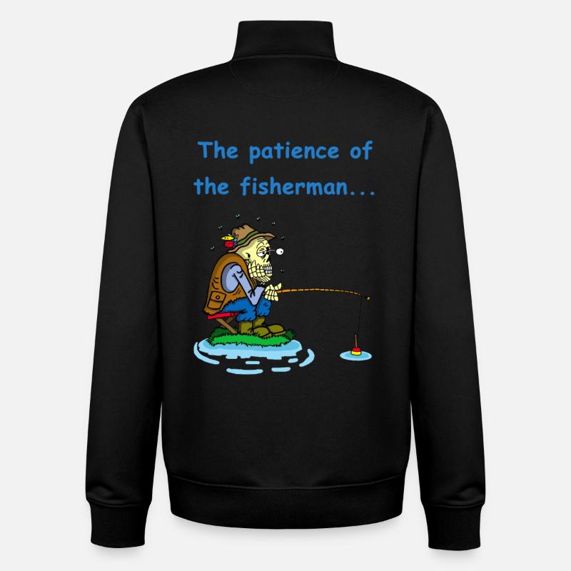 La patience du pêcheur - Sweat zippé unisexe en coton bio Stanley/Stella - noir