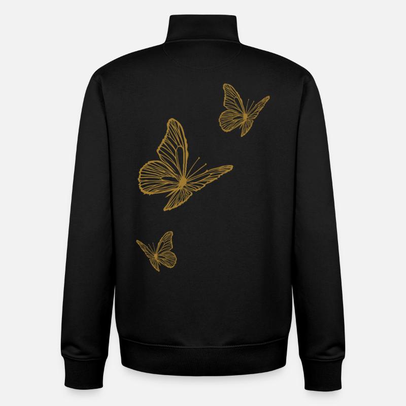 Filigrane Schmetterlinge Sommer gold - Unisex Organic Zip Sweatshirt von Stanley/Stella - Schwarz
