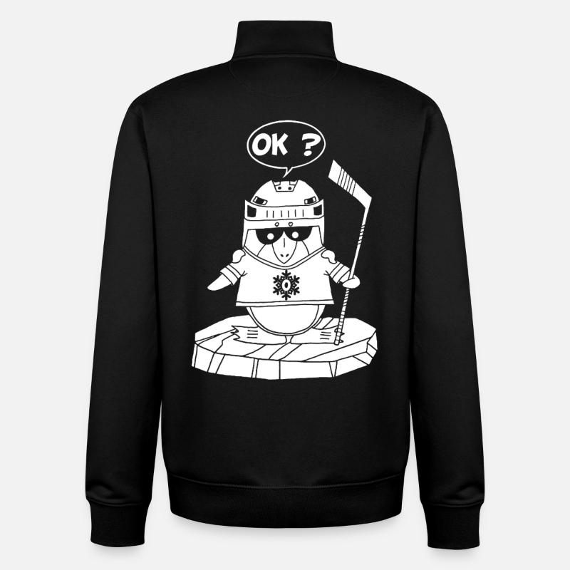 Pingouin sportif blanc - Sweat zippé unisexe en coton bio Stanley/Stella - noir